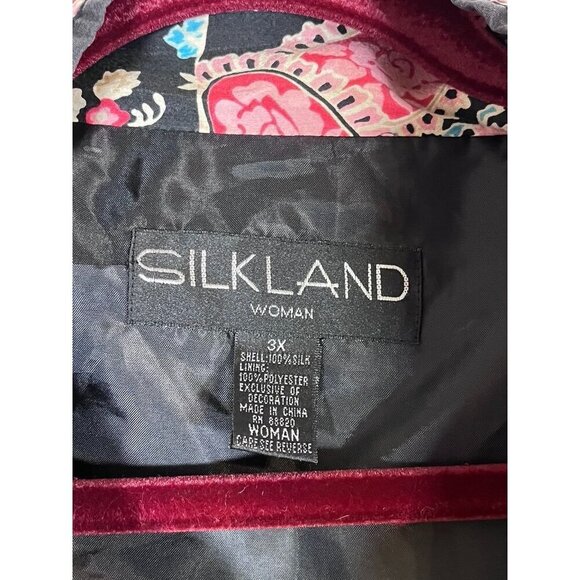 Silkland Silk Floral Jacket 3X Black Beaded Paisley Full Zip Boho Western Artsy - Picture 2 of 16
